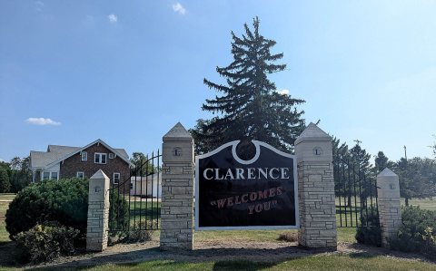 Clarence Iowa Welcome Sign