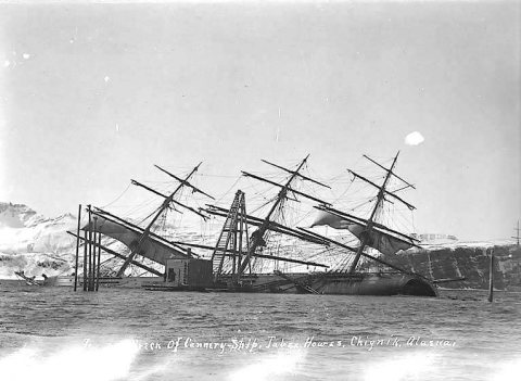 Wreck of the salmon cannery ship JABEZ HOWES, Chignik, 1911