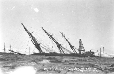 Wreck of the salmon cannery ship JABEZ HOWES, Chignik, 1911