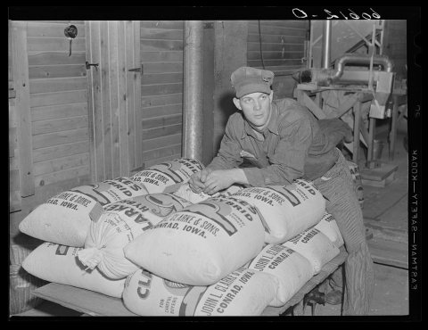 Untitled photo, possibly related to: Machine for testing plates used in corn planter in office of hybrid seed corn plan…