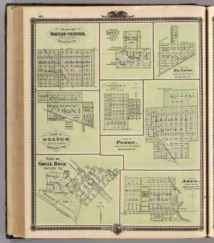 Dallas Center, Casey, DeSoto, Dexter, Ogden, Perry, Shell Rock and Adel, Iowa. (0018.158)