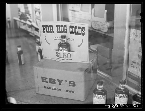 Drugstore display. Marengo, Iowa