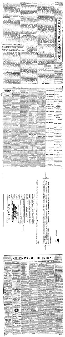 First Passenger Train arrives in Red Oak Junction, Montgomery County, Iowa, 12 November 1869