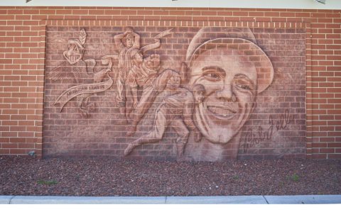 Elaborate brick mural