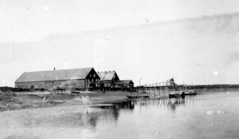 Cannery buildings and pier, Libby, McNeill & Libby cannery, Kenai, 1912-1921