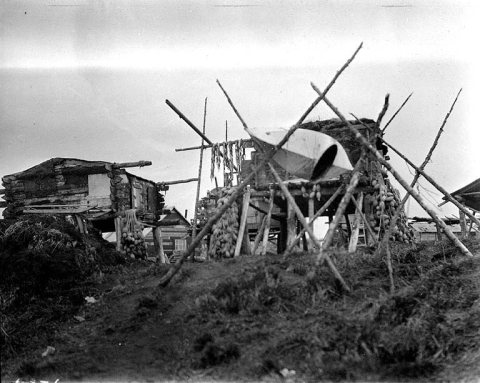 Eskimo dwellings, Egegik, Alaska, ca. 1917