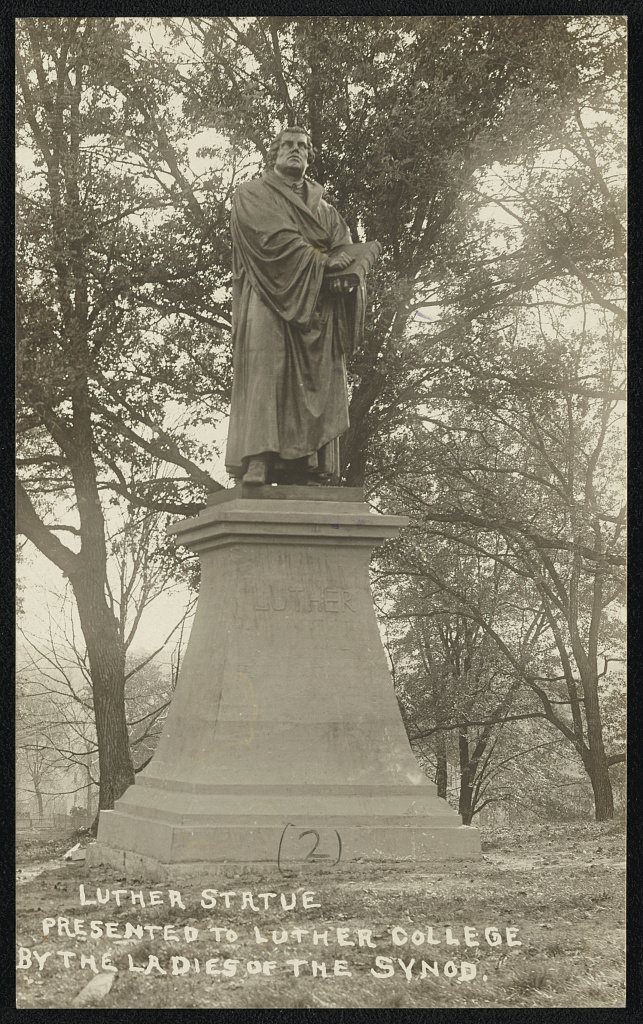 Luther statue, presented to Luther College by the Ladies of the Synod