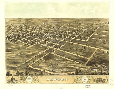 Bird's eye view of Newton, Jasper Co., Iowa 1868