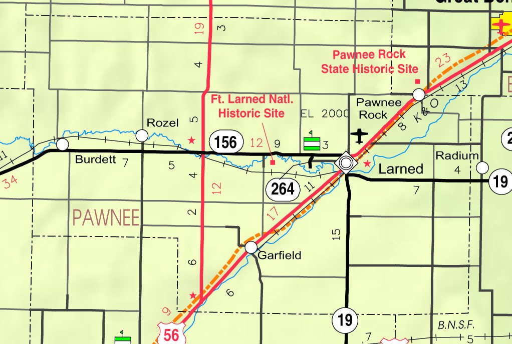 Map of Pawnee Co, Ks, USA