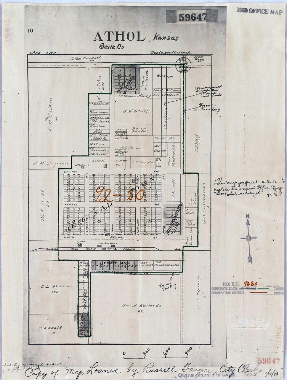 1950 Census Enumeration District Maps - Kansas (KS) - Smith County - Athol - ED 92-20