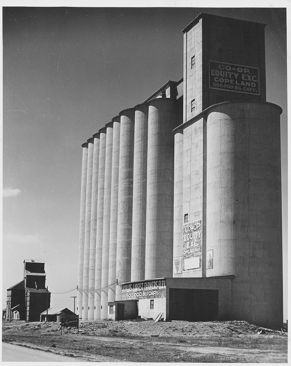 Haskell County, Kansas (Copeland). The "world's largest farmers' elevator" at Copeland, a few miles