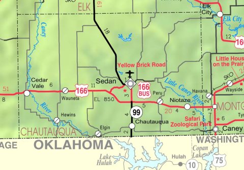 Map of Chautauqua Co, Ks, USA