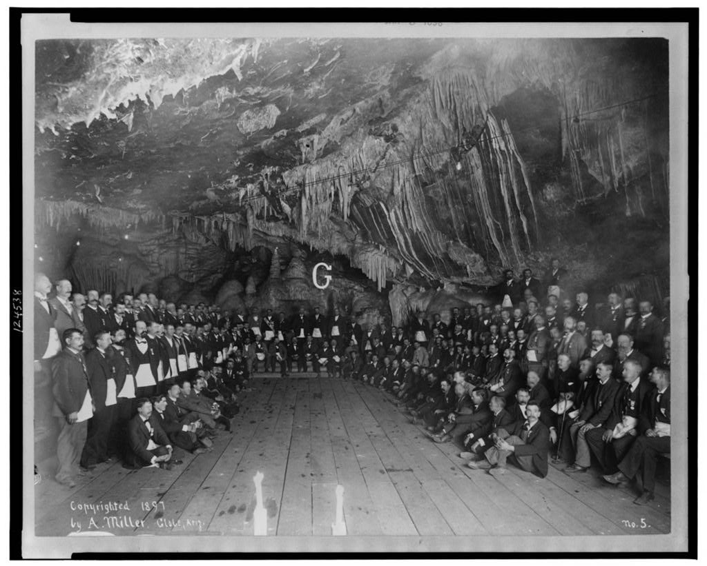 The Masonic Grand Lodge of Arizona meeting in the cave in the mine of the Copper Queen Consolidated Mining Co. at Bisbe…