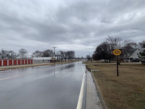 Kansas Highway 101 in Edna KS facing north