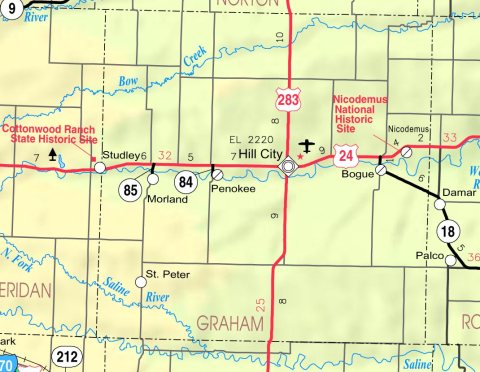 Map of Graham Co, Ks, USA