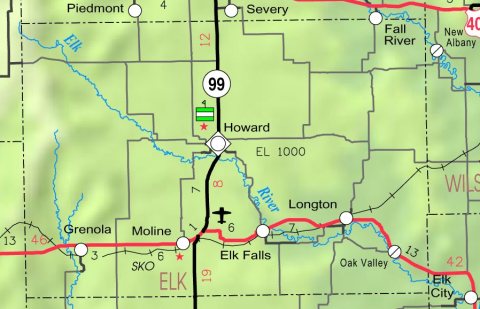 Map of Elk Co, Ks, USA