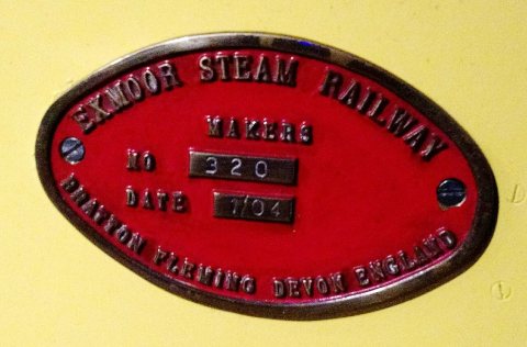 Exmoor Steam Railway builder's plate