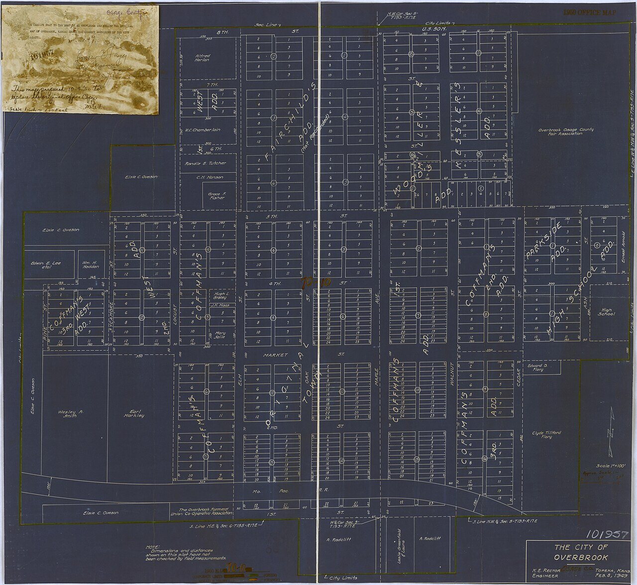 1950 Census Enumeration District Maps - Kansas (KS) - Osage County - Overbrook - ED 70-10