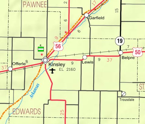 Map of Edwards Co, Ks, USA
