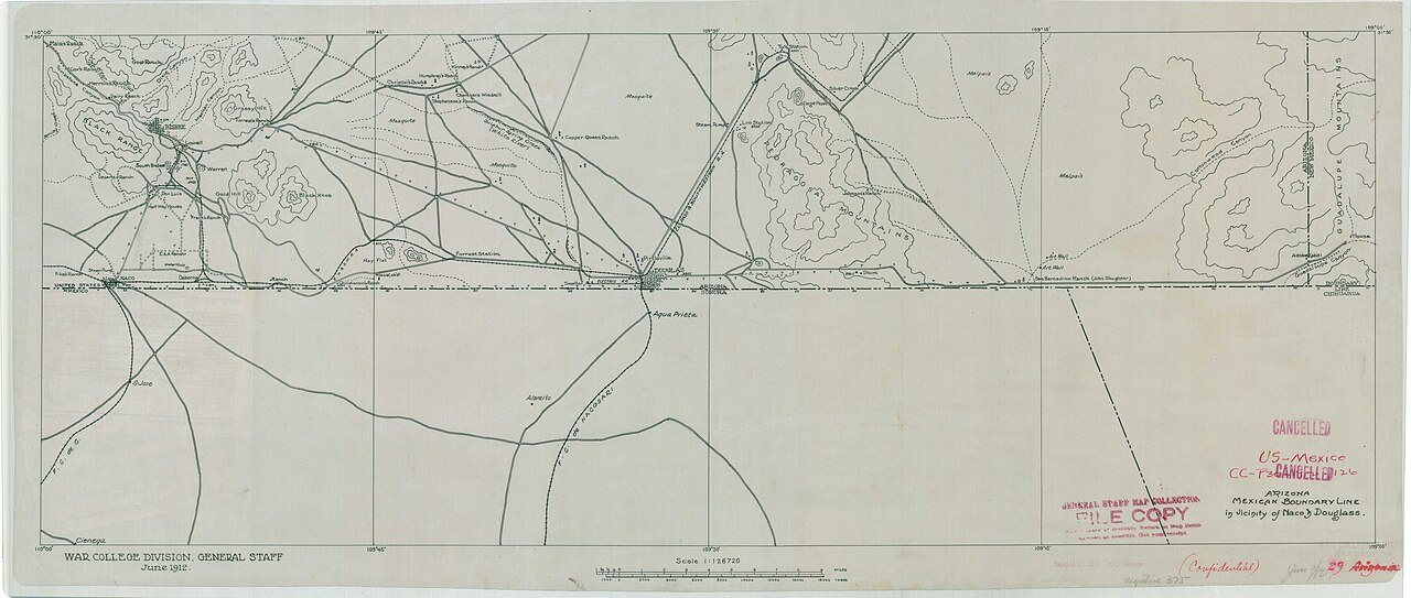 Arizona-Mexican Boundary Line in vicinity of Naco and