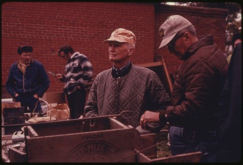 AUCTION OF ITEMS AT THE SHREVE DRUGSTORE IN WHITE CLOUD KANSAS, NEAR TROY, ATTRACTED PEOPLE INTERESTED IN ANTIQUES.... …