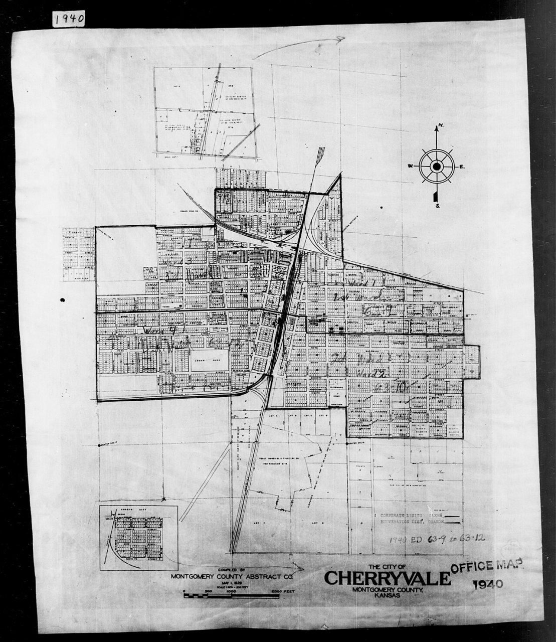 1940 Census Enumeration District Maps - Kansas - Montgomery County - Cherryvale - ED 63-9, ED 63-11, ED 63-12