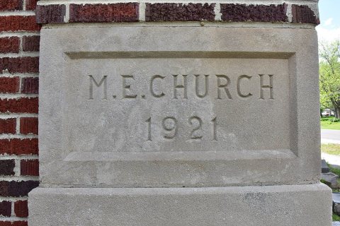 First Methodist Church of Eudora Douglas Co KS east facade cornerstone