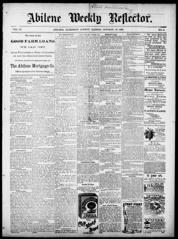 1888 AbileneWeeklyReflector October18 Kansas LC