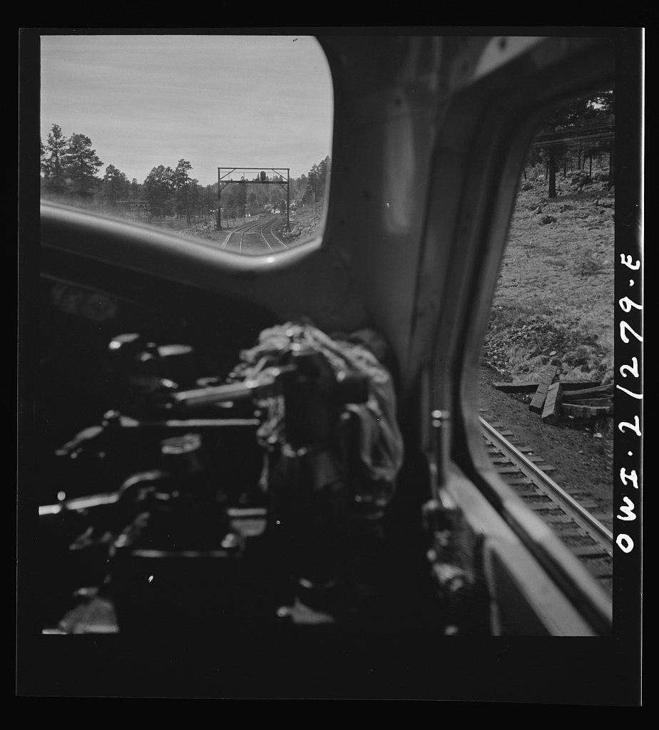 Williams (vicinity), Arizona. A diesel freight train on the Atchison, Topeka and Santa Fe Railroad between Winslow and …