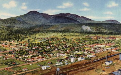 Williams AZ - Air View of Bill Wiliams Mtn. and Wiliams, Arizona (NBY 431231)