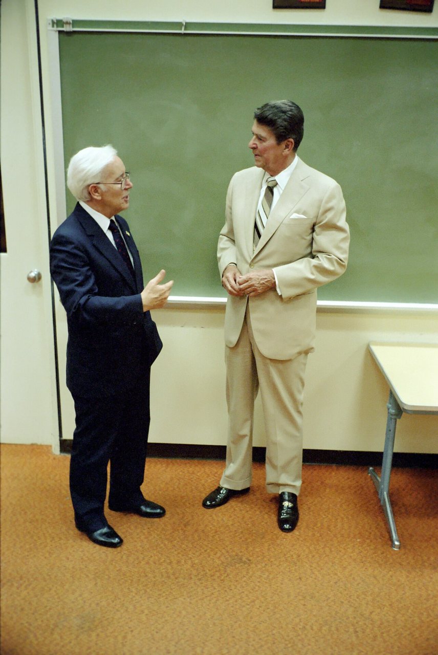 President Ronald Reagan with Terrel Bell During Trip to Shawnee Mission Northwest High School in Shawnee Kansas - DPLA …