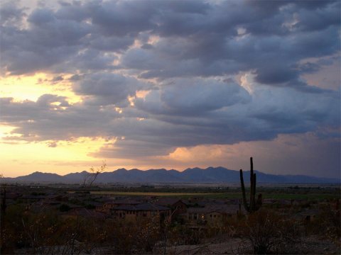 Sunset on hill