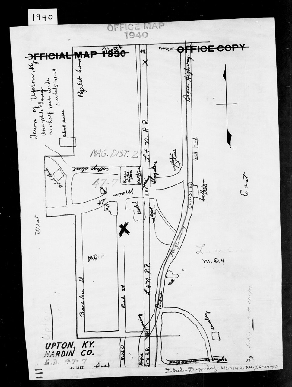 1940 Census Enumeration District Maps - Kentucky - Hardin County - Upton - ED 47-7