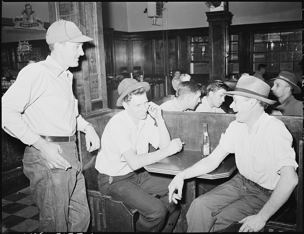 Coal miners in soda fountain. Inland Steel Company, Wheelwright #1 & 2 Mines, Wheelwright, Floyd County, Kentucky