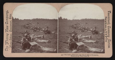 The boys in blue have just come in sight of the enemy, maneuvers at West Point, Ky