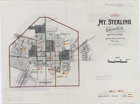 1950 Census Enumeration District Maps - Kentucky (KY) - Montgomery County - Mount Sterling - ED 87-1 to 7