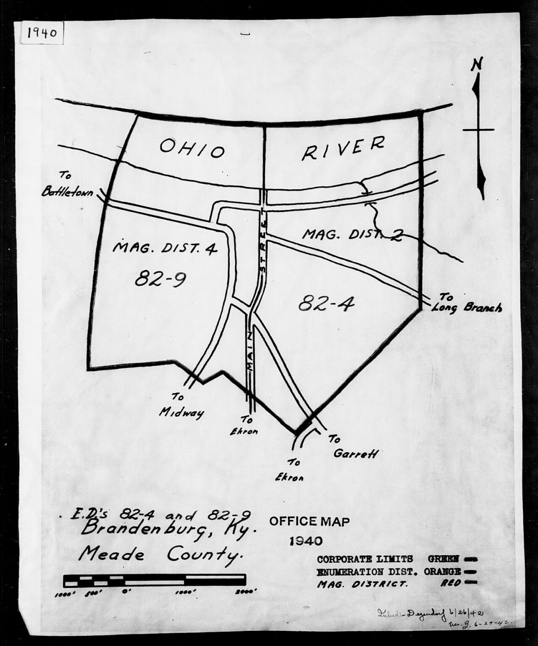 1940 Census Enumeration District Maps - Kentucky - Meade County - Brandenburg - ED 82-4, ED 82-9
