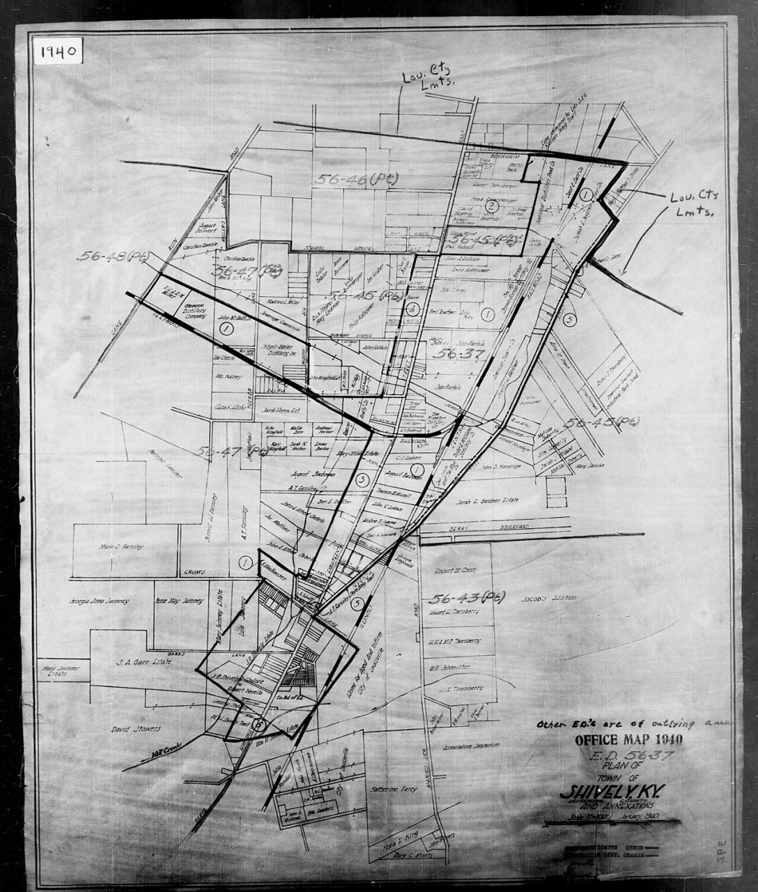 1940 Census Enumeration District Maps - Kentucky - Jefferson County - Shively - ED 56-37