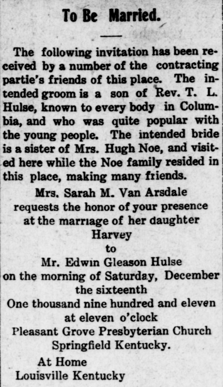 Pleasant Grove Presbyterian wedding 1911