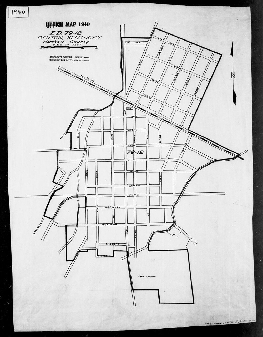 1940 Census Enumeration District Maps - Kentucky - Marshall County - Benton - ED 79-12