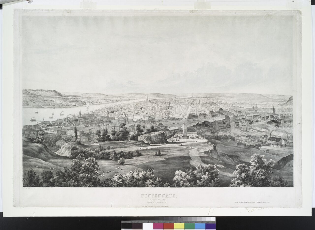Cincinnati. Covington & Newport. From M't Adam, 1852