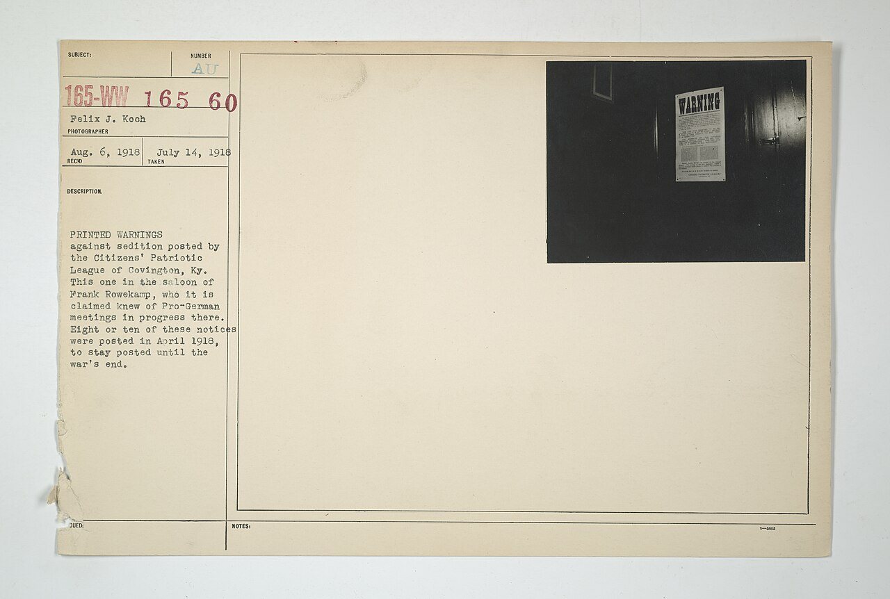 Enemy Activities - Miscellaneous - Printed warnings against sedition posted by the Citizens' Patriotic League of
