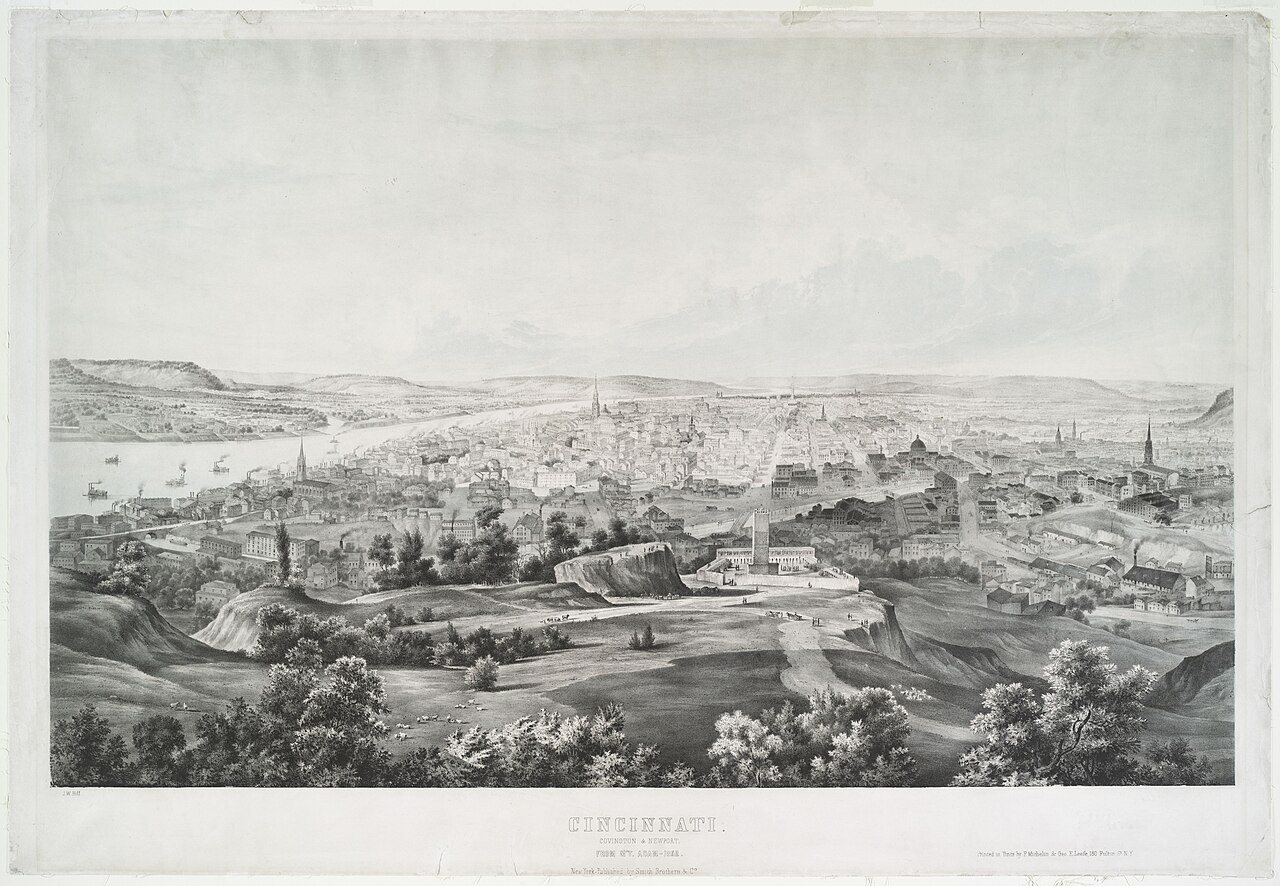 Cincinnati, Covington & Newport from Mount Adams, 1852
