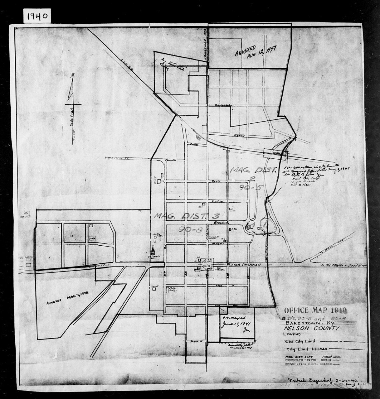 1940 Census Enumeration District Maps - Kentucky - Nelson County - Bardstown - ED 90-5, ED 90-8