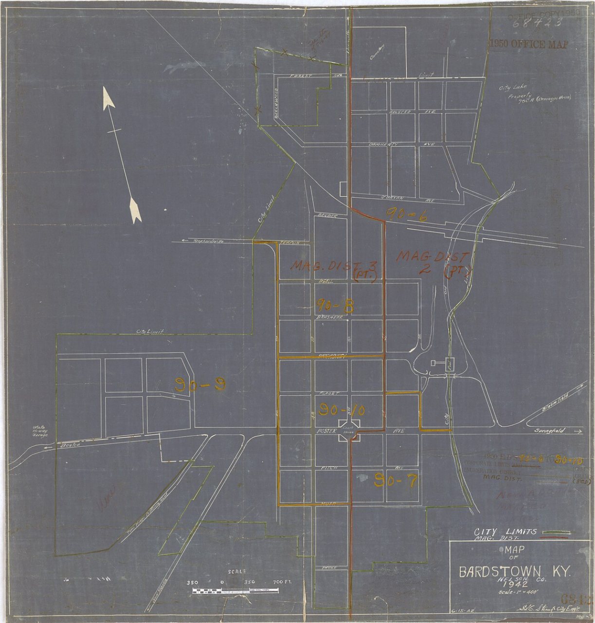 1950 Census Enumeration District Maps - Kentucky (KY) - Nelson County - Bardstown - ED 90-6 to 10
