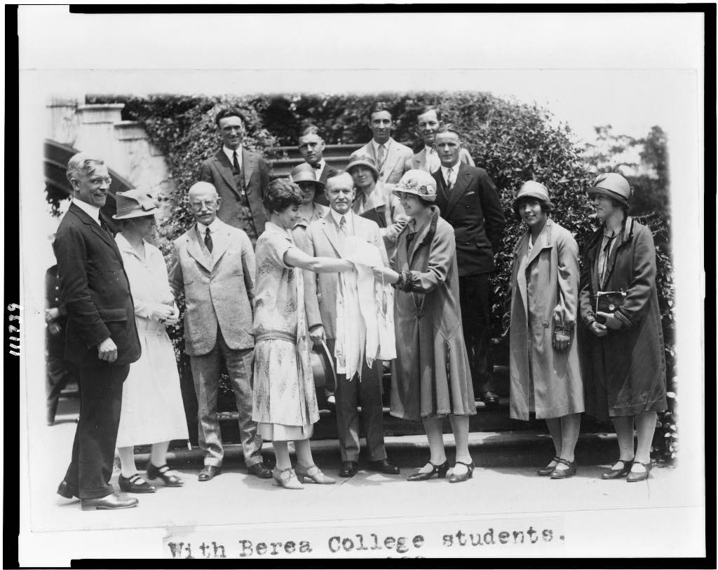 President and Mrs. Coolidge with Berea College students