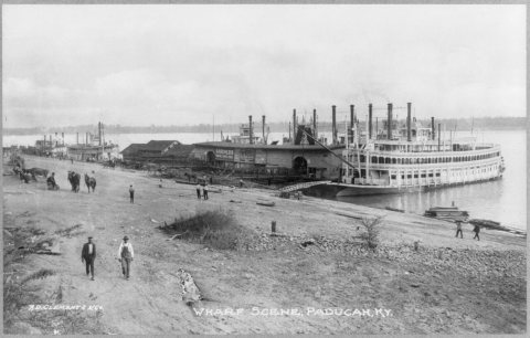 Kentucky. Paducah, wharf scene