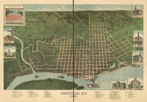 Bird's eye view of Paducah, Kentucky 1889