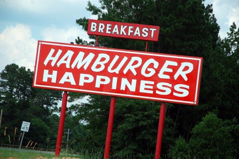 Hamburger Happiness sign