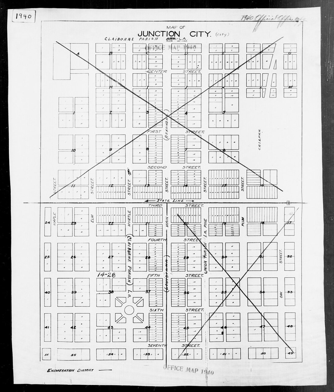 1940 Census Enumeration District Maps - Louisiana (LA) - Claiborne Parish - Junction City - ED 14-28